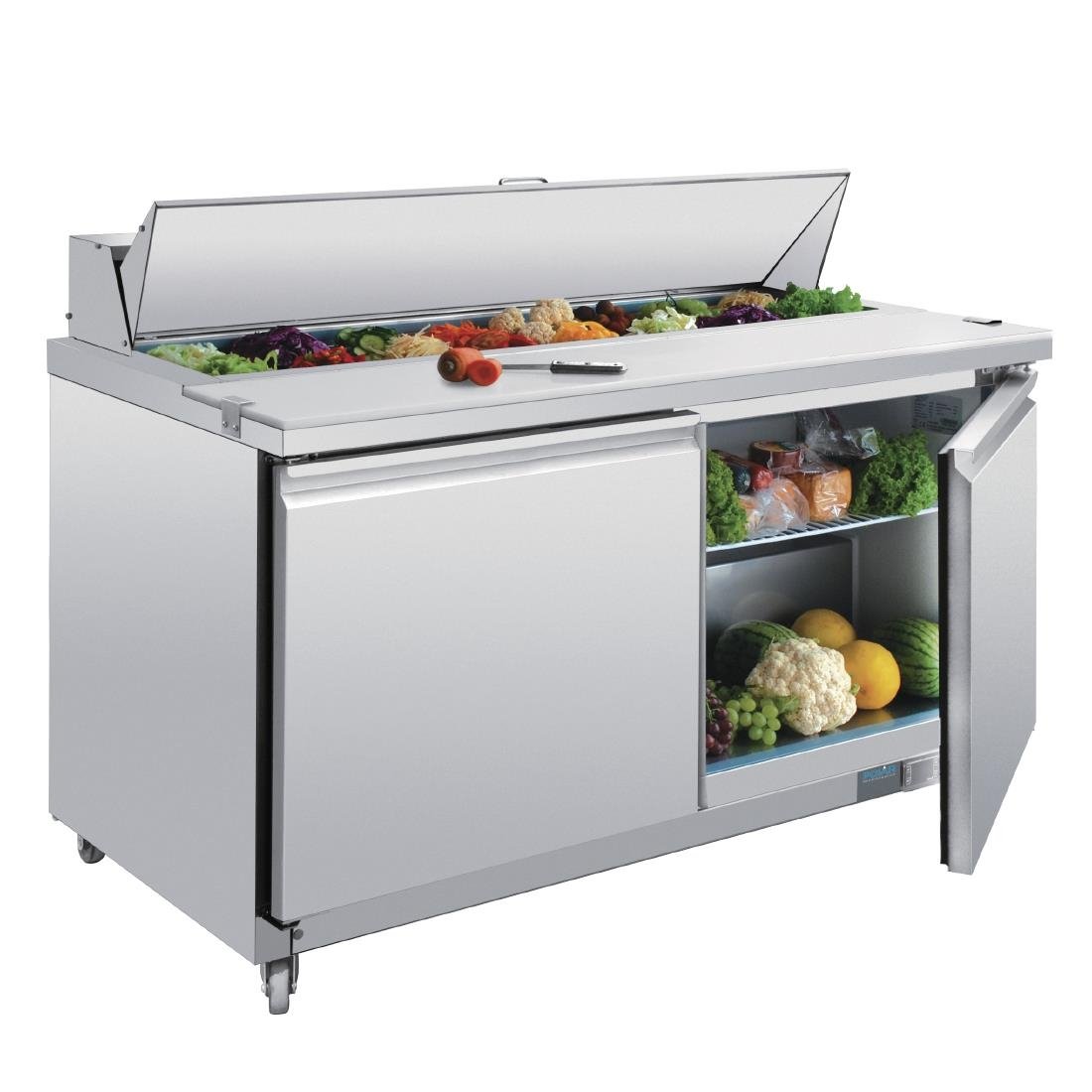 Polar U-Series Double Door Prep Counter Fridge 527Ltr • PAS-GD883-A