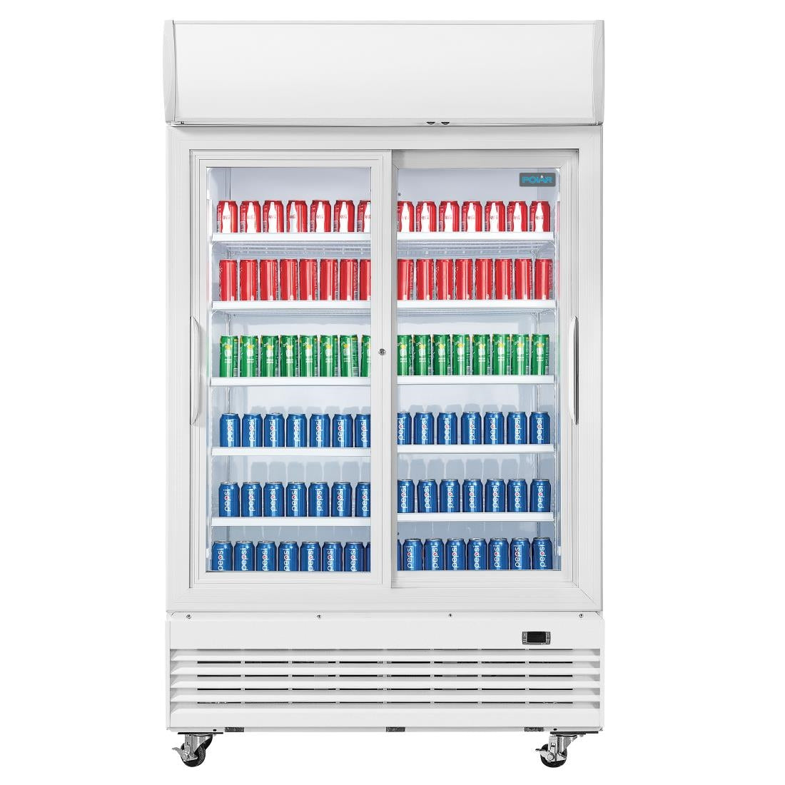 Polar G-Series Upright Display Cooler with Light Box 950Ltr with Sliding Doors • PAS-GE581-A