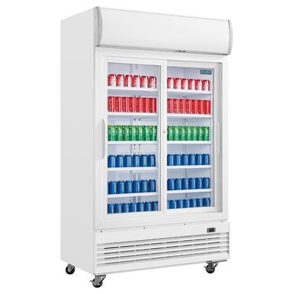 Polar G-Series Upright Display Cooler with Light Box 950Ltr with Sliding Doors • PAS-GE581-A