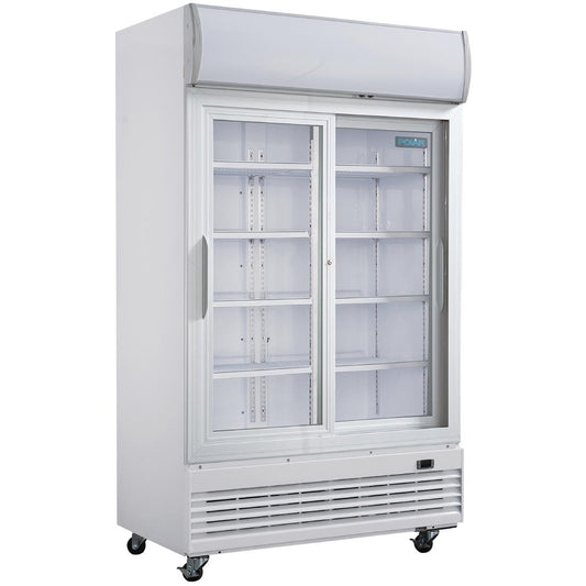 Polar G-Series Upright Display Cooler with Light Box 950Ltr with Sliding Doors • PAS-GE581-A