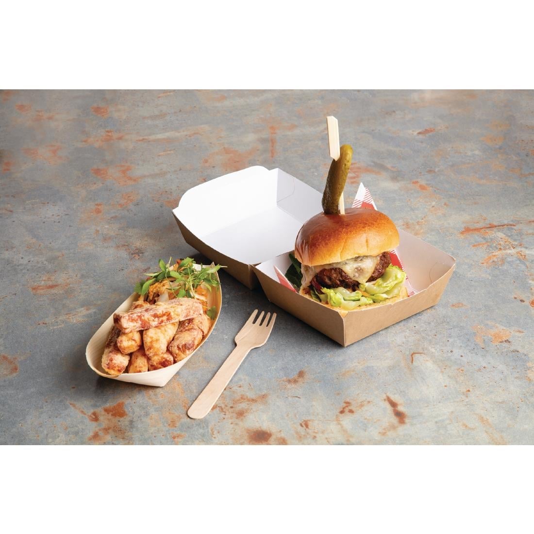 Fiesta Compostable Wooden Sushi Boats Medium 190mm (100 Pack) • PAS-DK387