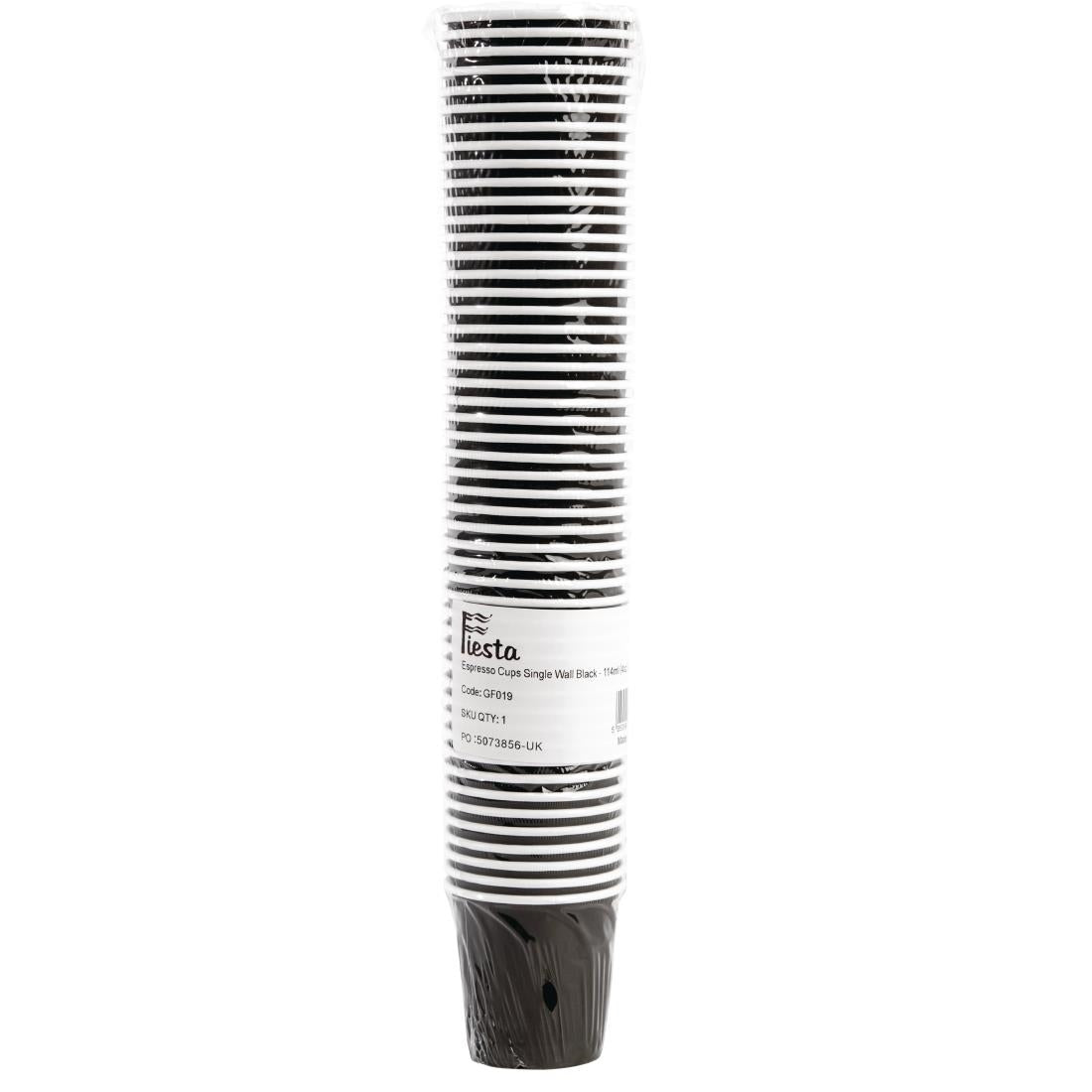 Fiesta Recyclable Hot Cup Single Wall Black 114ml (50 Pack) (114ml | Pack Quantity: 50) • PAS-GF019
