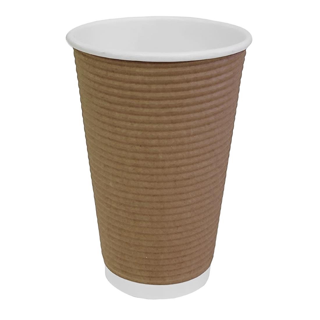 Fiesta Recyclable Takeaway Coffee Cups Ripple Wall Kraft 450ml (Pack of 25) • PAS-GF025