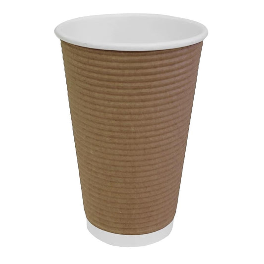 Fiesta Recyclable Takeaway Coffee Cups Ripple Wall Kraft 450ml (Pack of 500) • PAS-GF024