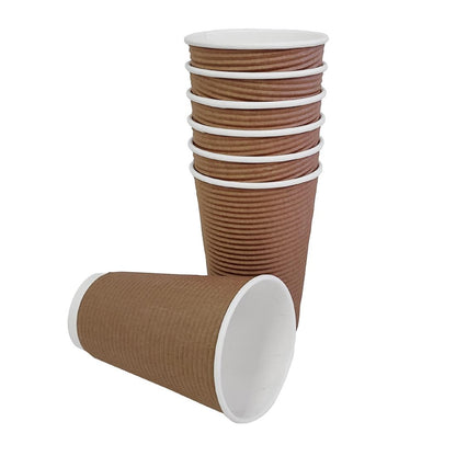 Fiesta Recyclable Takeaway Coffee Cups Ripple Wall Kraft 450ml (Pack of 500) • PAS-GF024