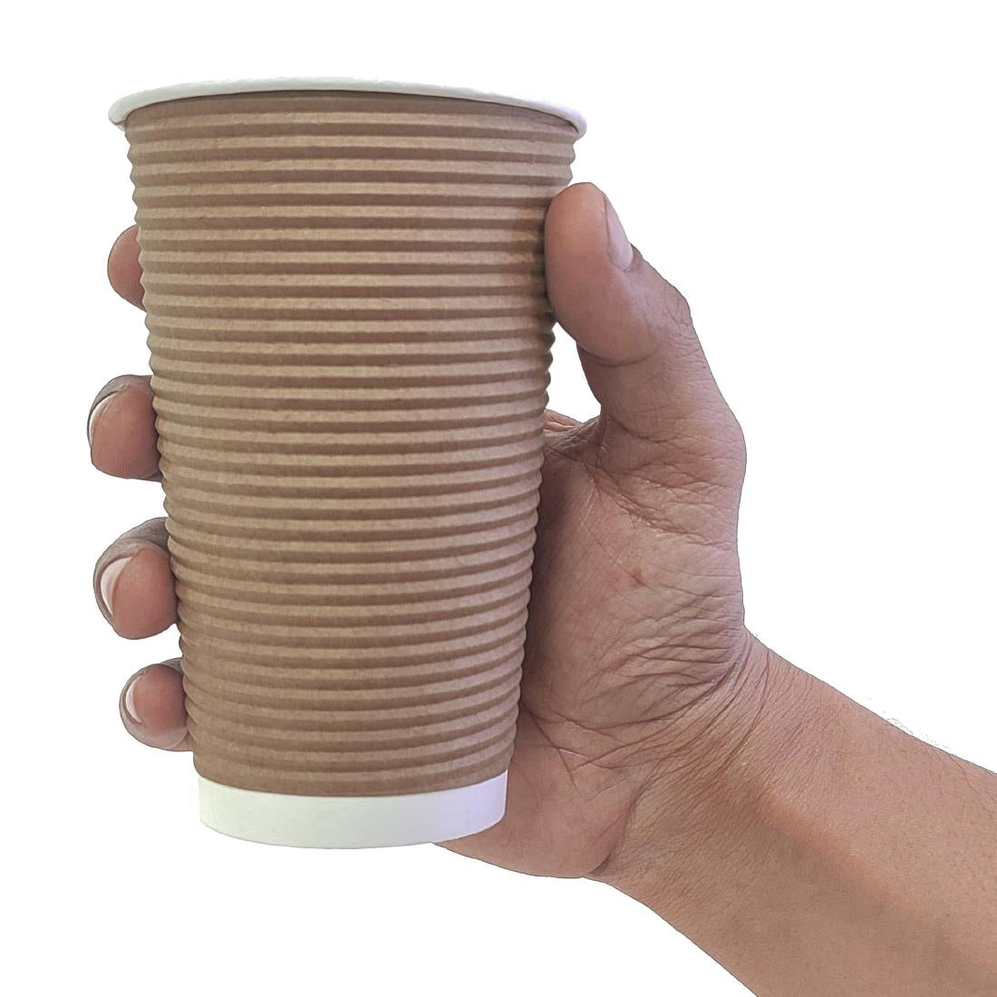 Fiesta Recyclable Takeaway Coffee Cups Ripple Wall Kraft 450ml (Pack of 500) • PAS-GF024