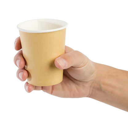 Fiesta Recyclable Takeaway Coffee Cups Single Wall Brown 225ml (Pack of 1000) • PAS-GF030