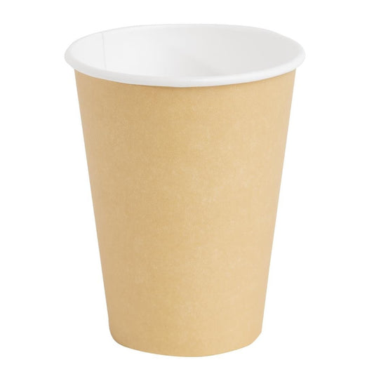 Fiesta Recyclable Takeaway Coffee Cups Single Wall Brown 340ml (Pack of 1000) • PAS-GF032