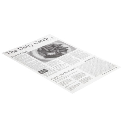 Greaseproof Paper Squares Newsprint (Newspaper Print. 270 x 420mm. Pack quantity: 500) • PAS-GF036