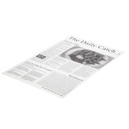 Greaseproof Paper Squares Newsprint (Newspaper Print. 270 x 420mm. Pack quantity: 500) • PAS-GF036