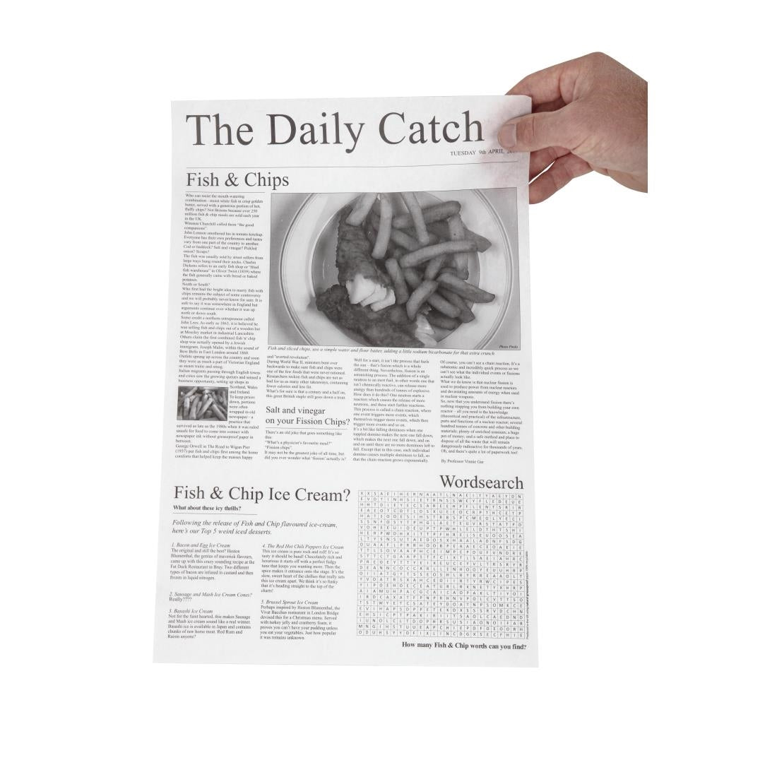 Greaseproof Paper Squares Newsprint (Newspaper Print. 270 x 420mm. Pack quantity: 500) • PAS-GF036