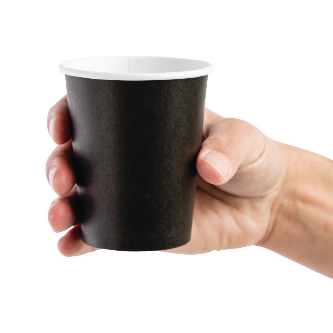 Fiesta Recyclable Takeaway Coffee Cups Single Wall Black 225ml (Pack of 1000) • PAS-GF040