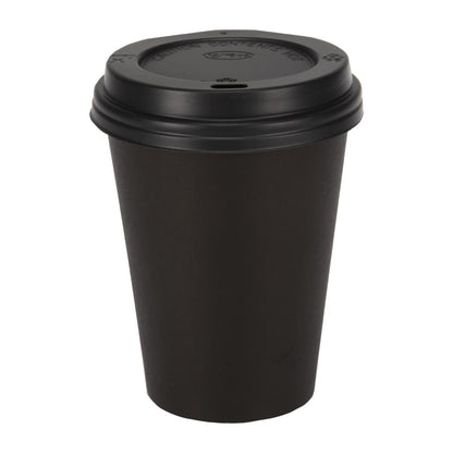 Fiesta Recyclable Takeaway Coffee Cups Single Wall Black 340ml (Pack of 50) • PAS-GF043