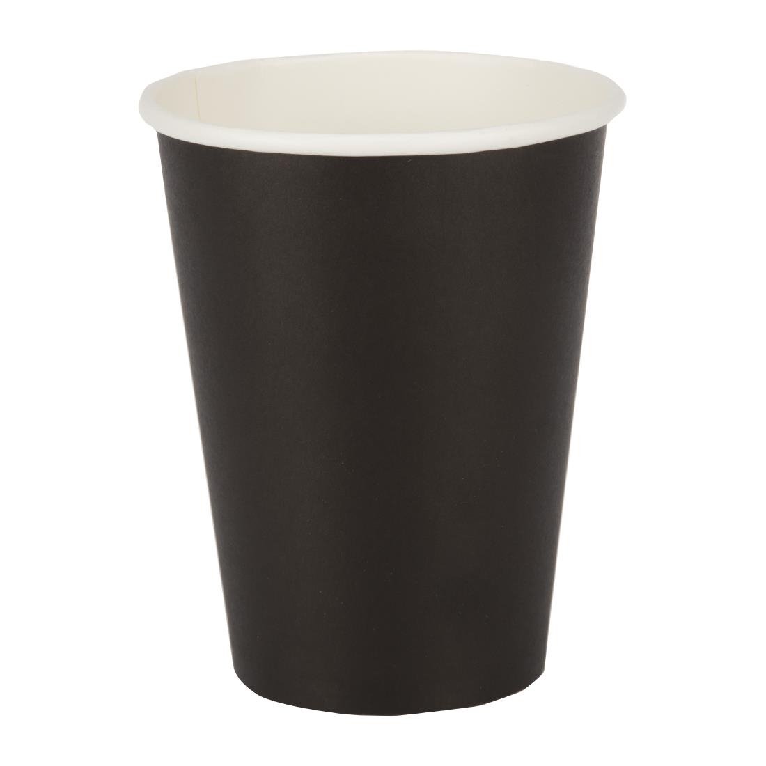 Fiesta Recyclable Takeaway Coffee Cups Single Wall Black 340ml (Pack of 50) • PAS-GF043