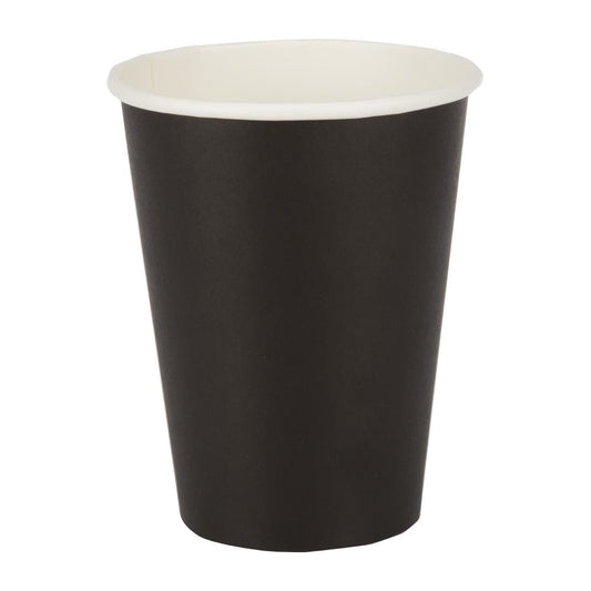 Fiesta Recyclable Takeaway Coffee Cups Single Wall Black 340ml (Pack of 50) • PAS-GF043