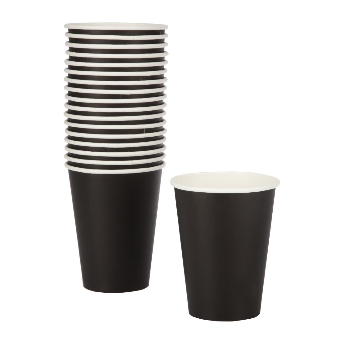 Fiesta Recyclable Hot Cup Single Wall Black 340ml (50 Pack) (340ml | Pack Quantity: 50) • PAS-GF043