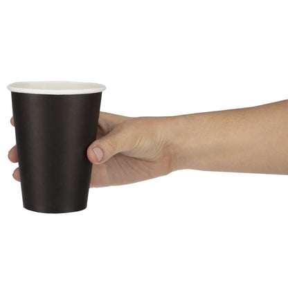 Fiesta Recyclable Takeaway Coffee Cups Single Wall Black 340ml (Pack of 50) • PAS-GF043