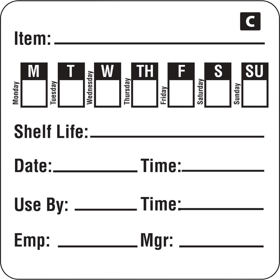 Hygiplas Freezable Day of the Week Labels (500 Pack) (Pack quantity: 500) • PAS-GF049