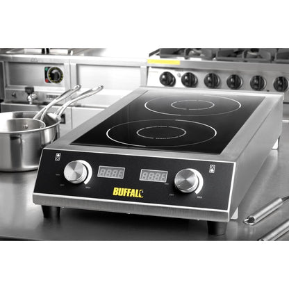 Apuro Heavy Duty Double Induction Hob 7kW • PAS-GF239-A