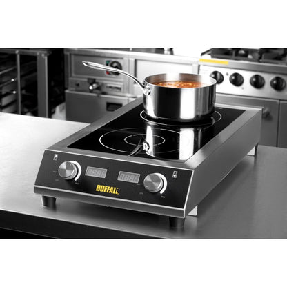 Apuro Heavy Duty Double Induction Hob 7kW • PAS-GF239-A