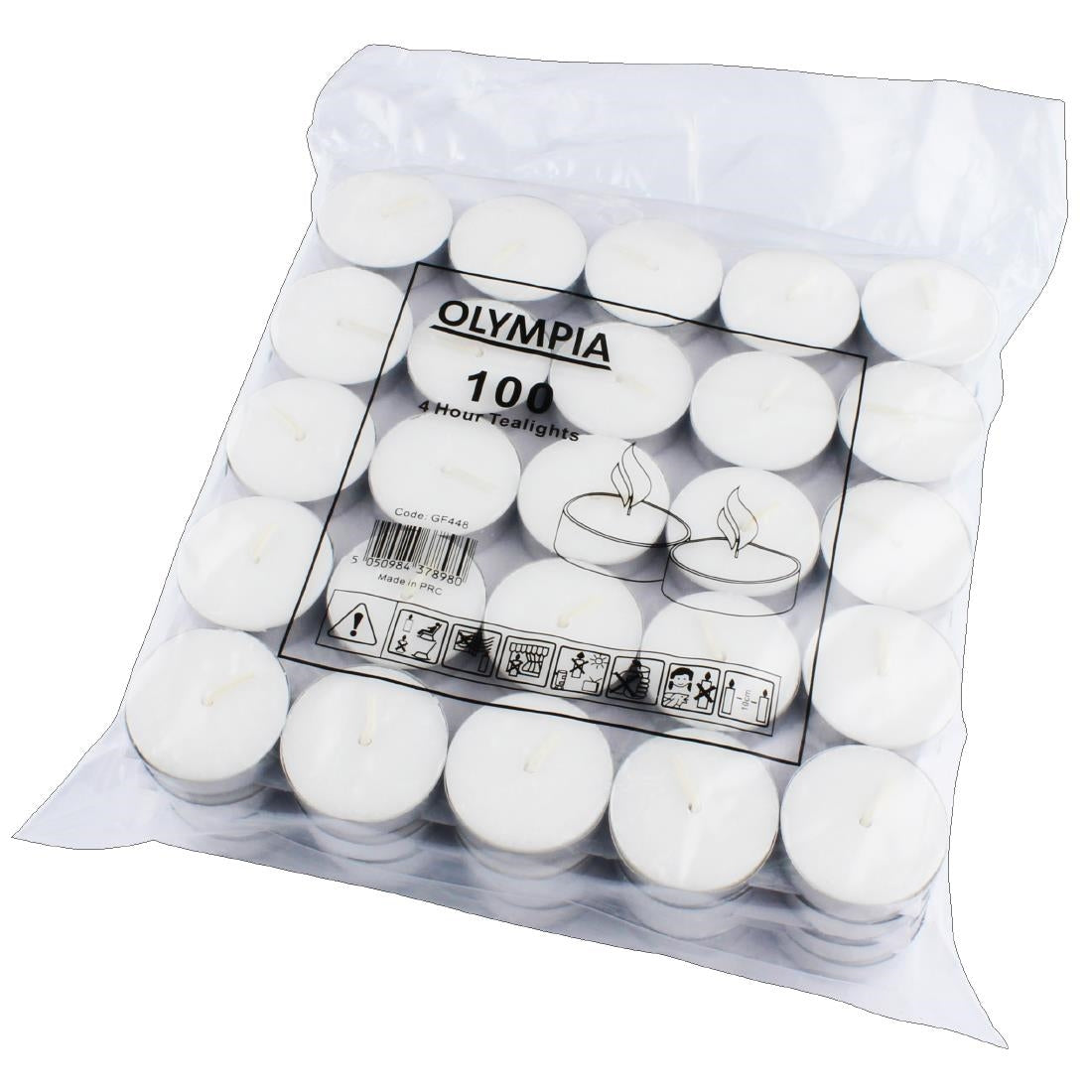 Olympia 4 Hour Tealights (100 Pack) (4 hour burn time. Pack quantity: 100.) • PAS-GF448