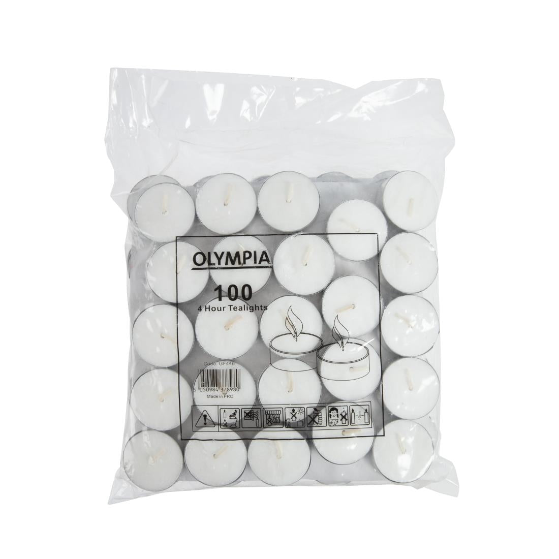 Olympia 4 Hour Tealights (100 Pack) (4 hour burn time. Pack quantity: 100.) • PAS-GF448