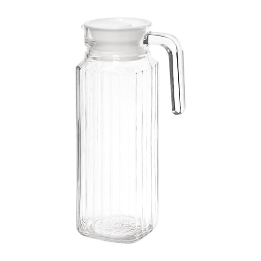 Olympia Ribbed Glass Jugs with Lids 1Ltr (6 Pack) • PAS-GF922