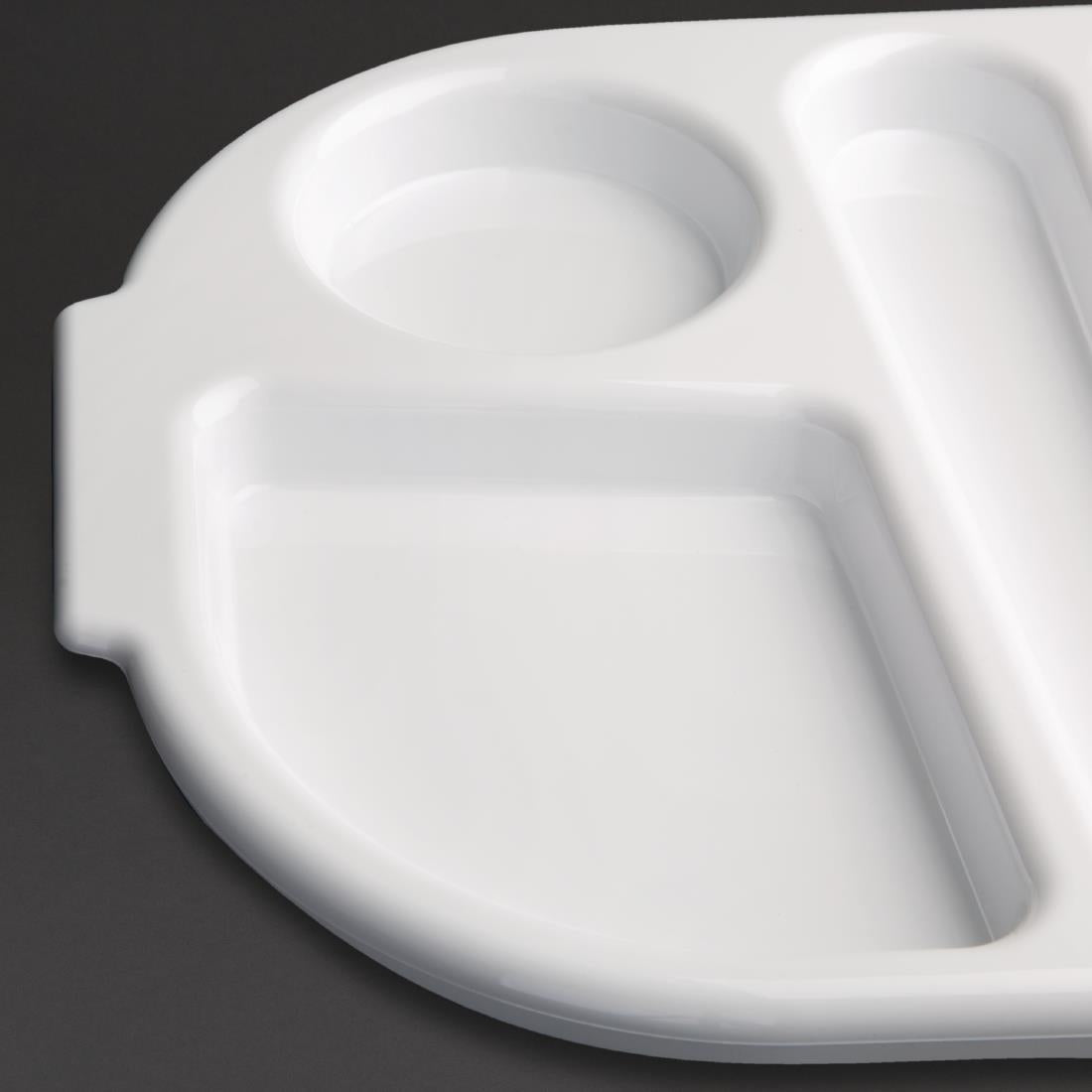 Olympia Kristallon Polycarbonate Compartment Food Trays White 375mm (10 Pack) • PAS-GF999