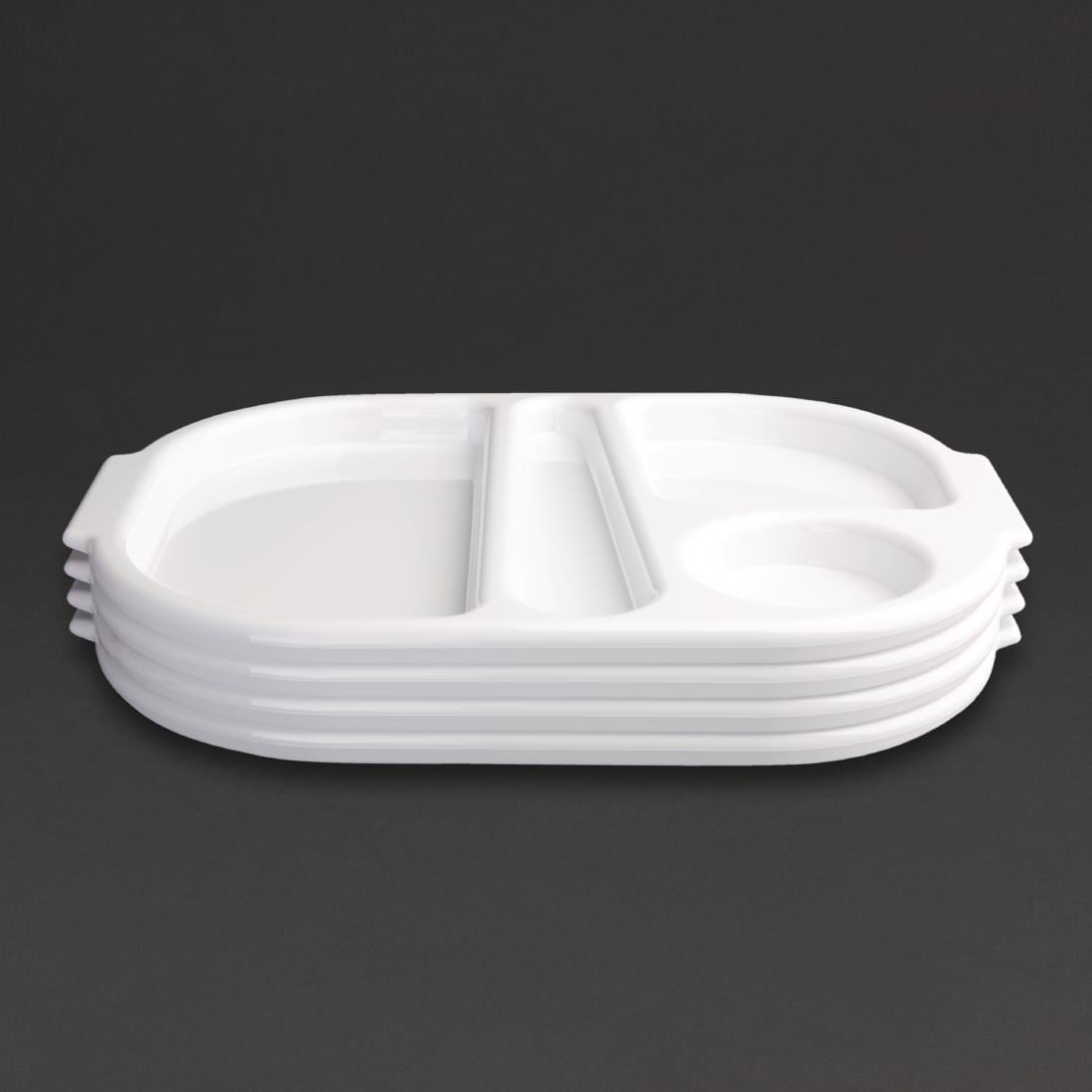 Olympia Kristallon Polycarbonate Compartment Food Trays White 322mm (10 Pack) • PAS-GF998