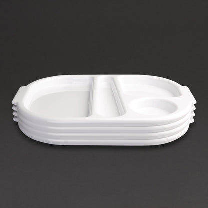 Olympia Kristallon Polycarbonate Compartment Food Trays White 322mm (10 Pack) • PAS-GF998