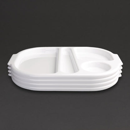 Olympia Kristallon Polycarbonate Compartment Food Trays White 375mm (10 Pack) • PAS-GF999