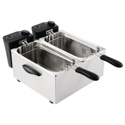 Caterlite Light Duty Twin Tank Twin Basket Countertop Fryer 2x 3.5Ltr • PAS-GG199-A