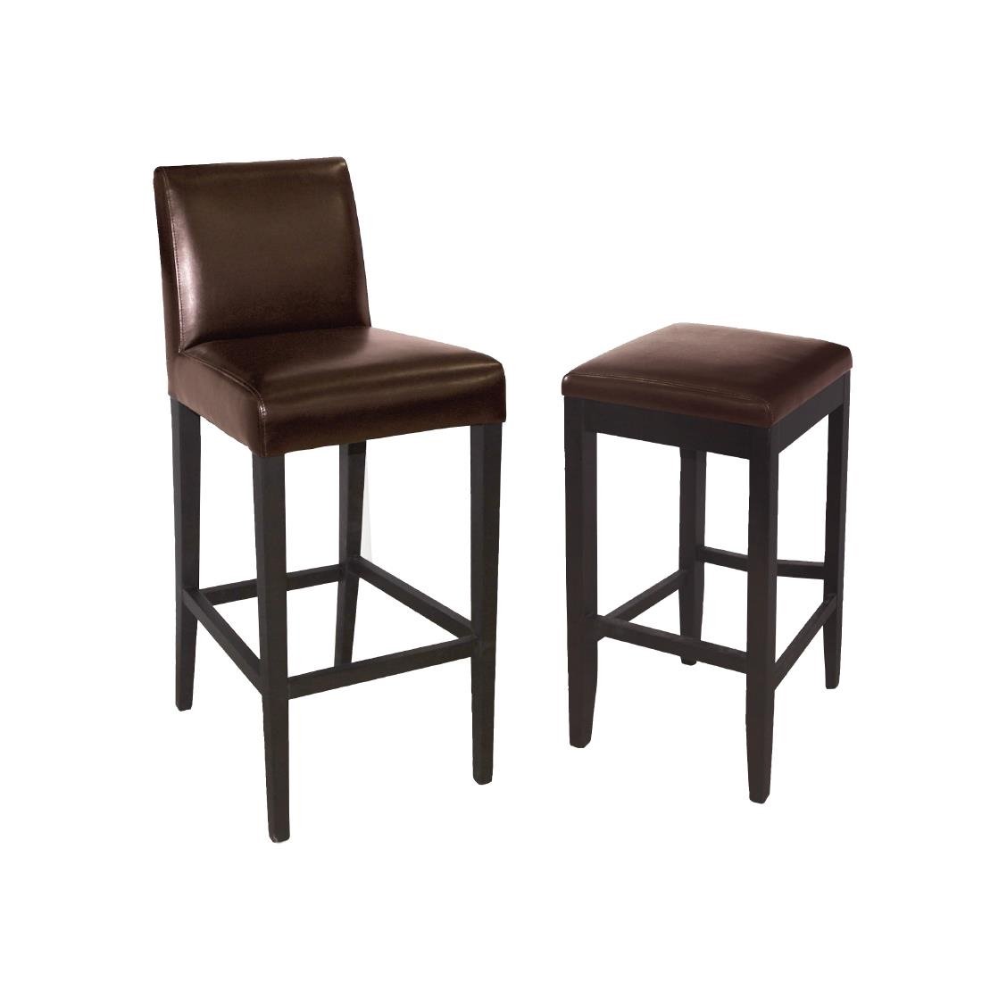 Bolero Dark Brown Faux Leather Wooden Bar Stool • PAS-GG652