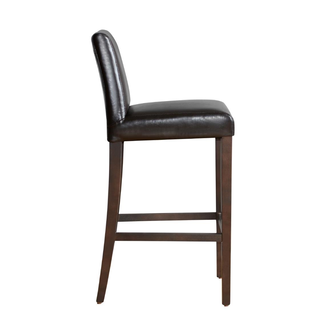 Bolero Dark Brown Faux Leather Wooden Bar Stool • PAS-GG652