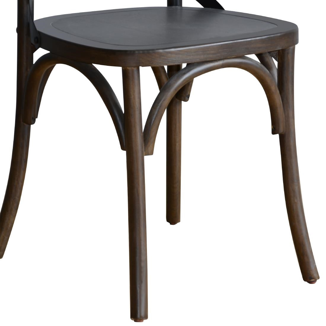 Bolero Wooden Dining Chair with Metal Cross Backrest Walnut Finish (2 Pack) • PAS-GG658