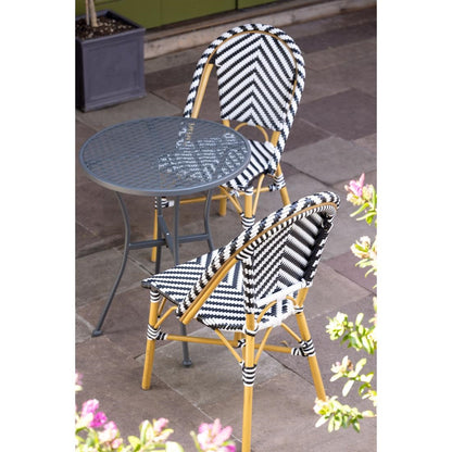 Bolero Parisian Style Rattan Side Chair Black (2 Pack) (Pack Quantity: 2 | aluminium frame with wood finish) • PAS-CH111