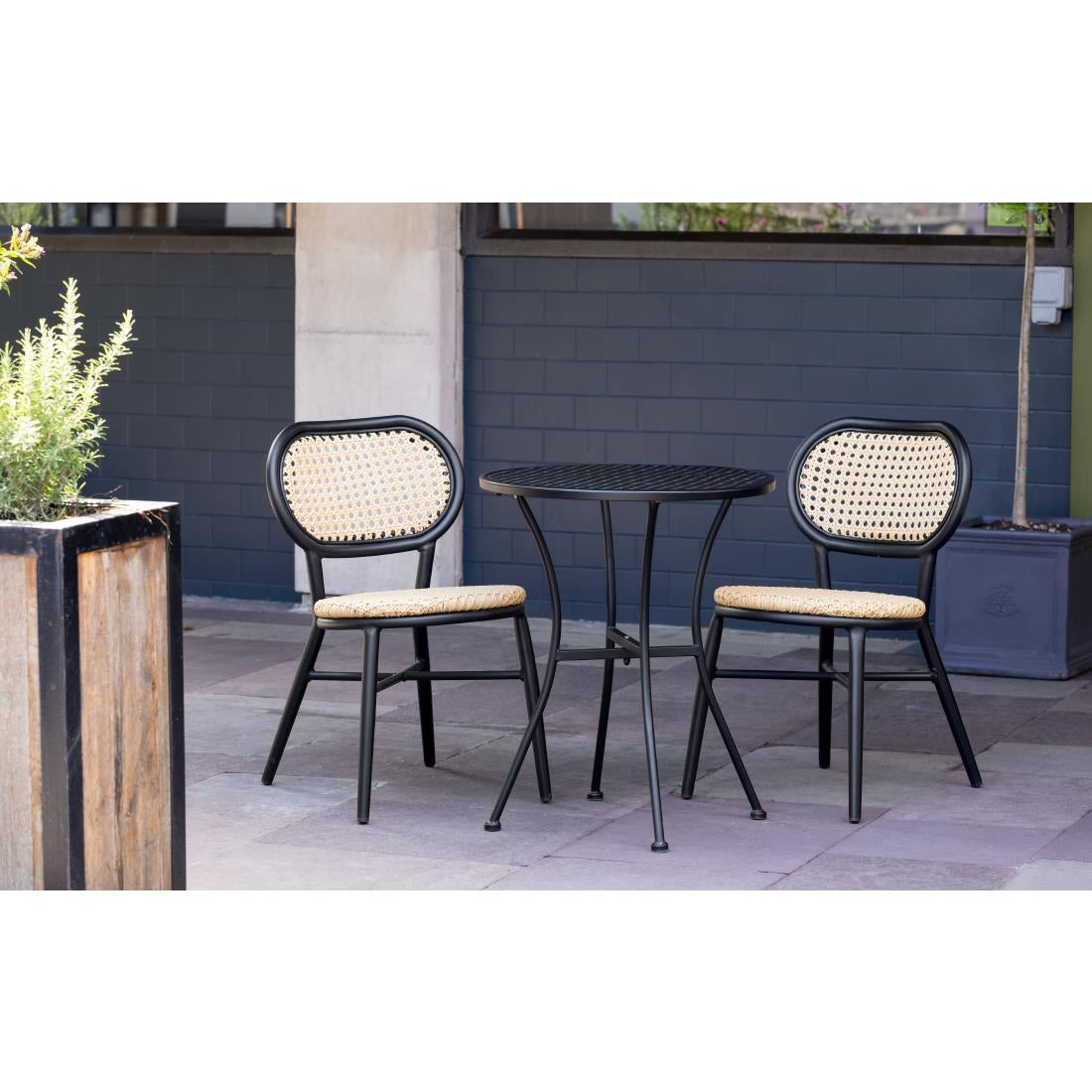Bolero Black Steel Patterned Round Bistro Table Black 600mm • PAS-GG705