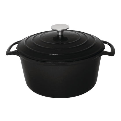 Vogue Black Round Casserole Dish 4Ltr • PAS-GH301