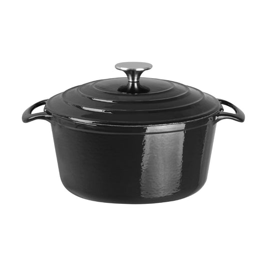 Vogue Black Round Casserole Dish 4Ltr • PAS-GH301