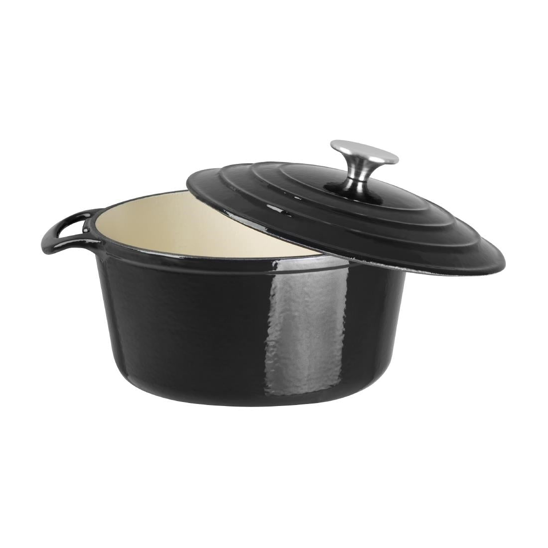 Vogue Black Round Casserole Dish 4Ltr • PAS-GH301
