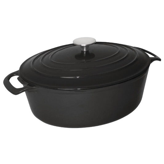 Vogue Black Oval Casserole Dish 6Ltr • PAS-GH310