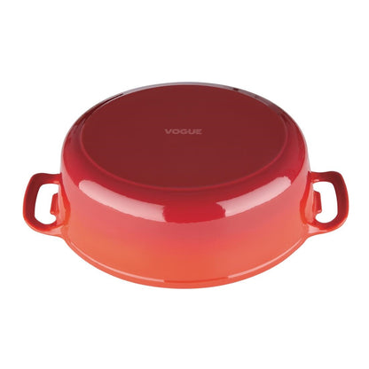 Vogue Red Oval Casserole Dish 6Ltr (Size: 125(H)x230(W)x305(D)mm | Material: Cast Iron) • PAS-GH314