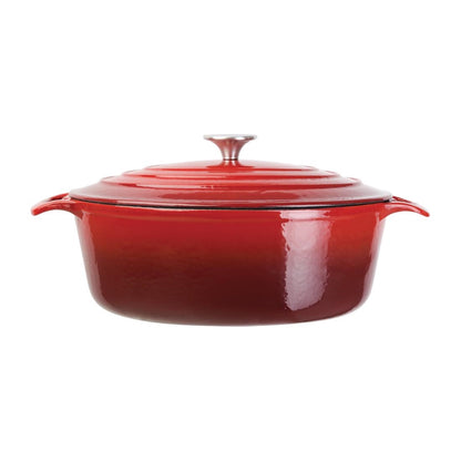 Vogue Red Oval Casserole Dish 6Ltr (Size: 125(H)x230(W)x305(D)mm | Material: Cast Iron) • PAS-GH314