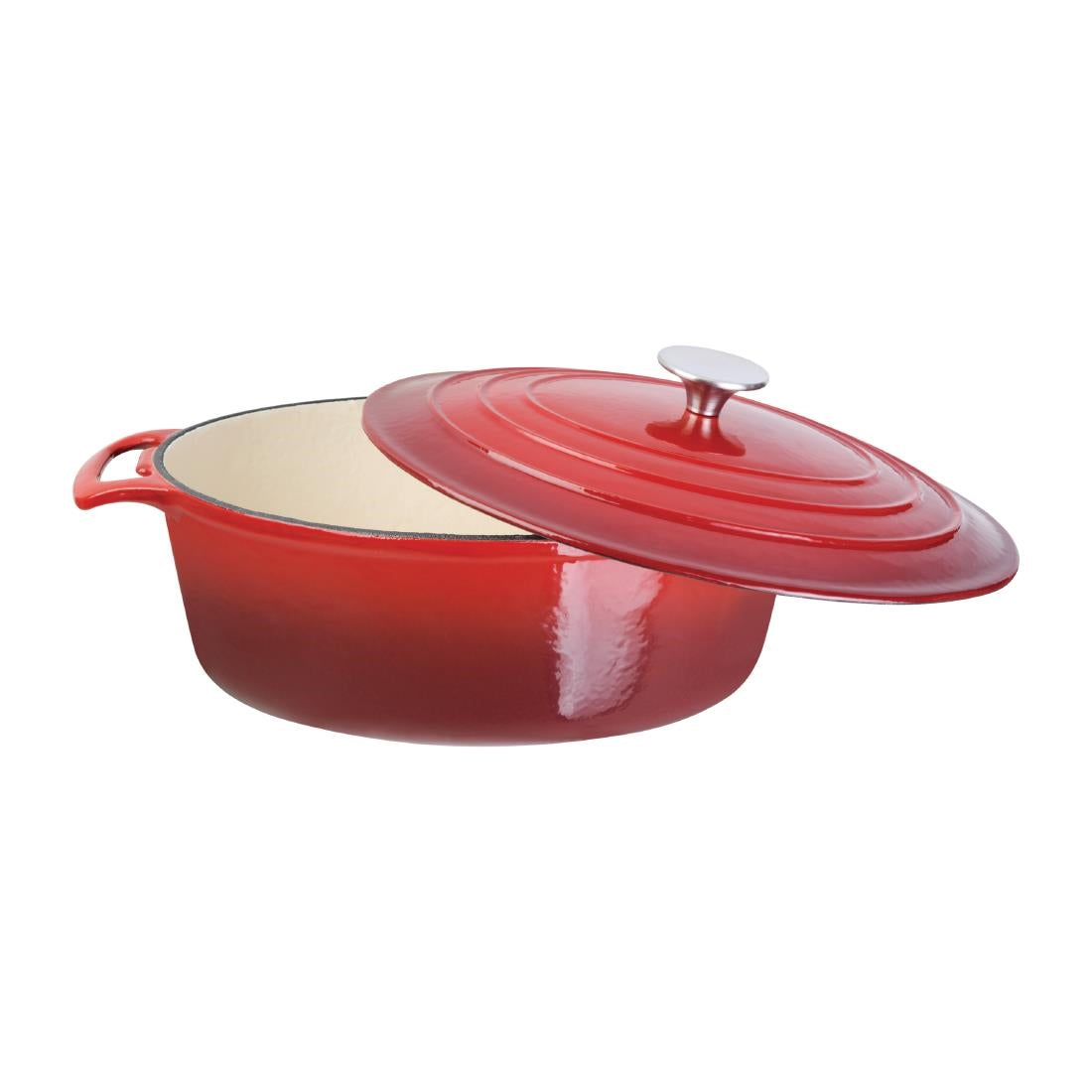 Vogue Red Oval Casserole Dish 6Ltr (Size: 125(H)x230(W)x305(D)mm | Material: Cast Iron) • PAS-GH314