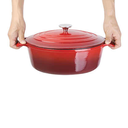 Vogue Red Oval Casserole Dish 6Ltr (Size: 125(H)x230(W)x305(D)mm | Material: Cast Iron) • PAS-GH314