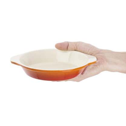 Vogue Orange Round Cast Iron Gratin Dish 400ml • PAS-GH316