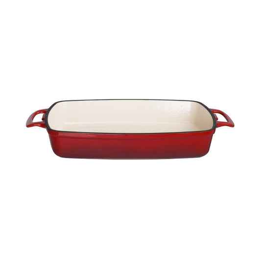 Vogue Red Rectangular Cast Iron Dish 1.8Ltr (Size: 40(H) x 370(W) x 217(D)mm / 1.5x14.5x8.5" | Material: Cast Iron | Induction Compatible) • PAS-GH319