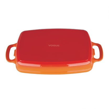 Vogue Orange Rectangular Cast Iron Dish 1.8Ltr • PAS-GH321