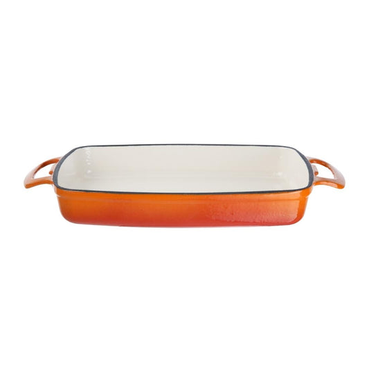 Vogue Orange Rectangular Cast Iron Dish 1.8Ltr • PAS-GH321