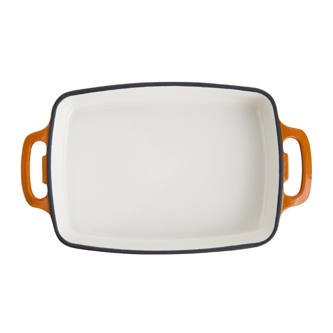 Vogue Orange Rectangular Cast Iron Dish 1.8Ltr • PAS-GH321